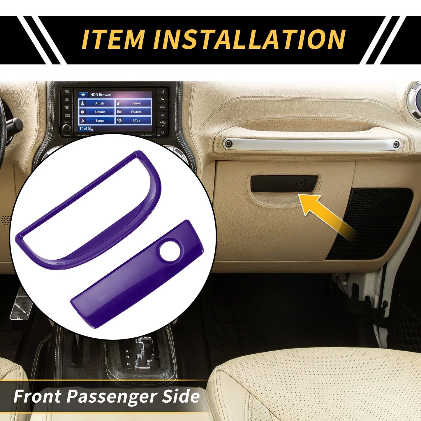 Glove Box Handle Switch Cover Trim for Jeep Wrangler JK (2007–2017) Purple