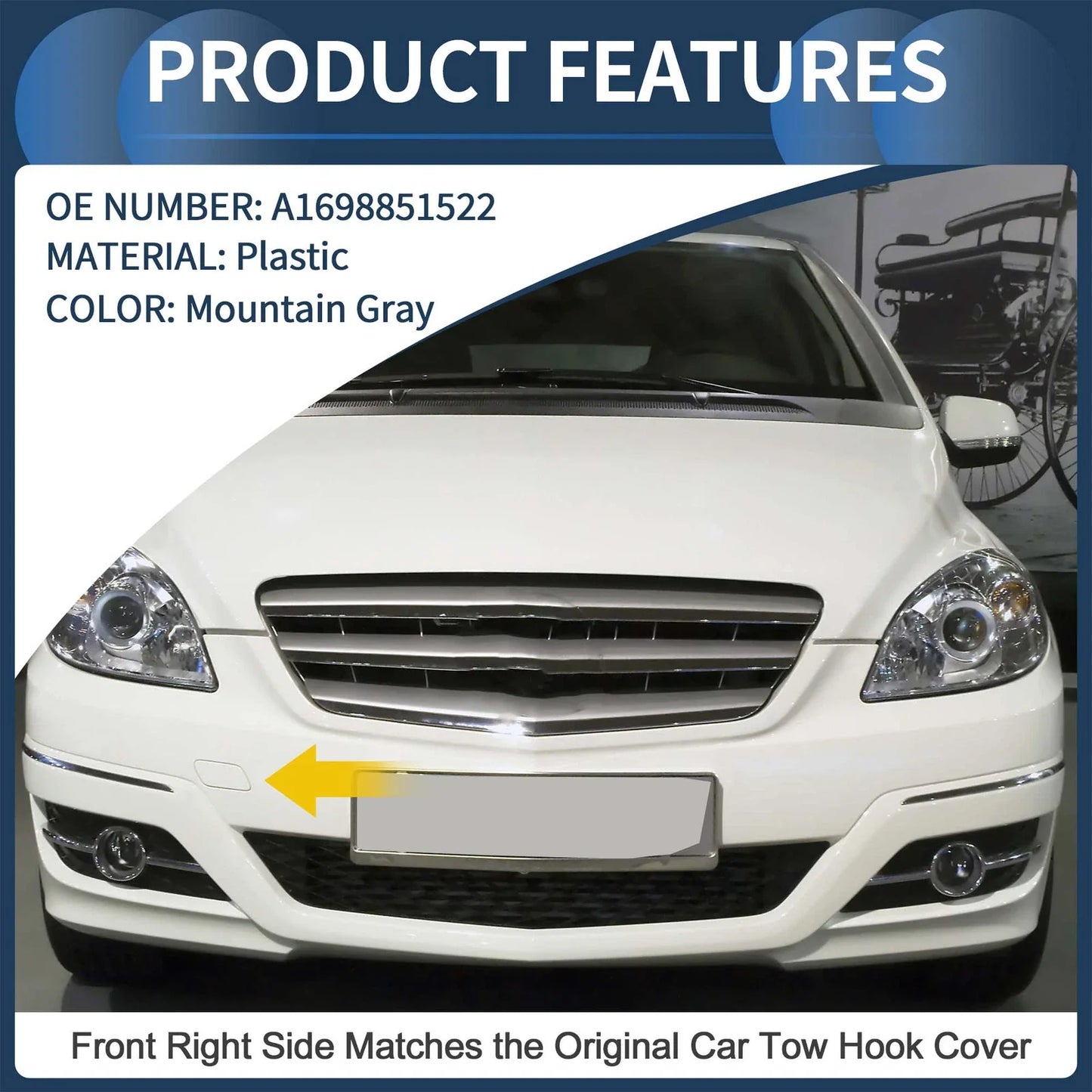 Front Bumper Tow Hook Cap for Mercedes-Benz B-Class (2005-2011)