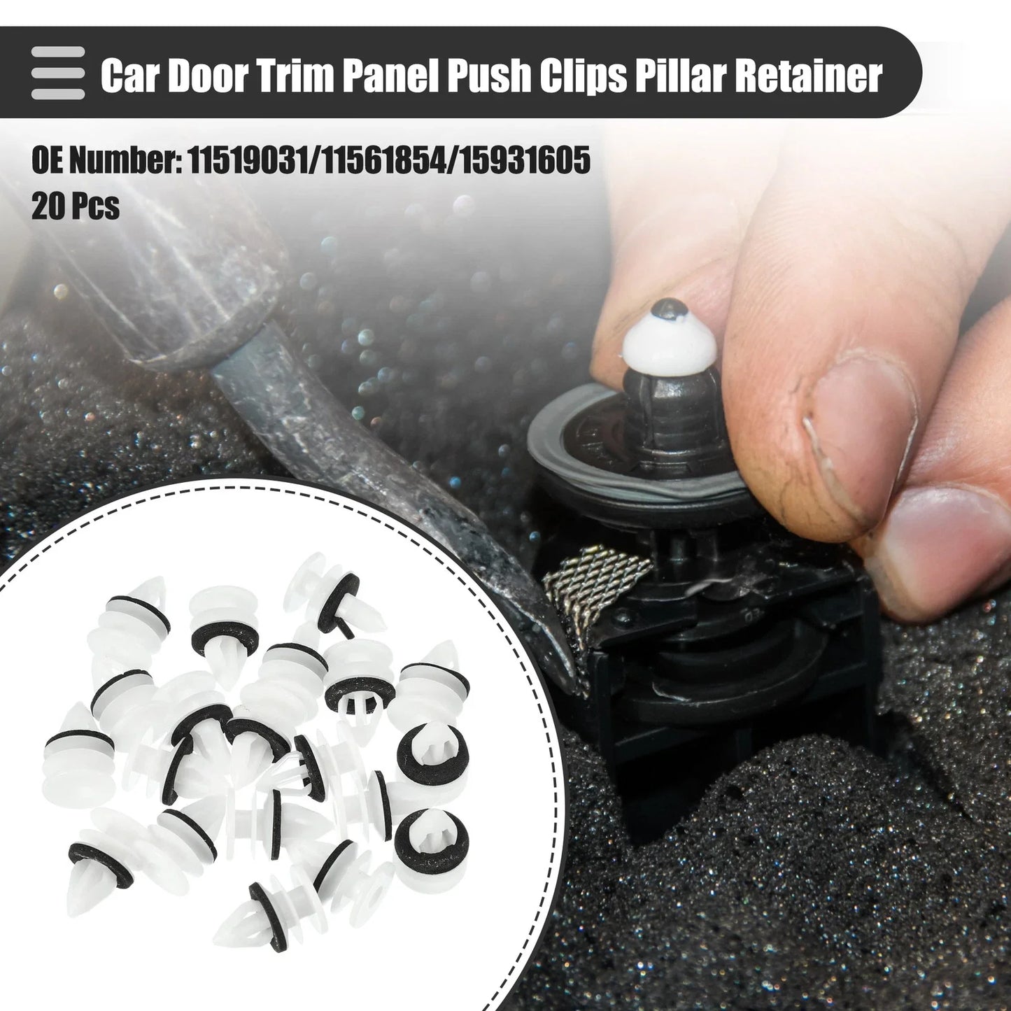 20 x Vehicle Door Trim Panel Push Clips for Chevrolet (No.11519031)