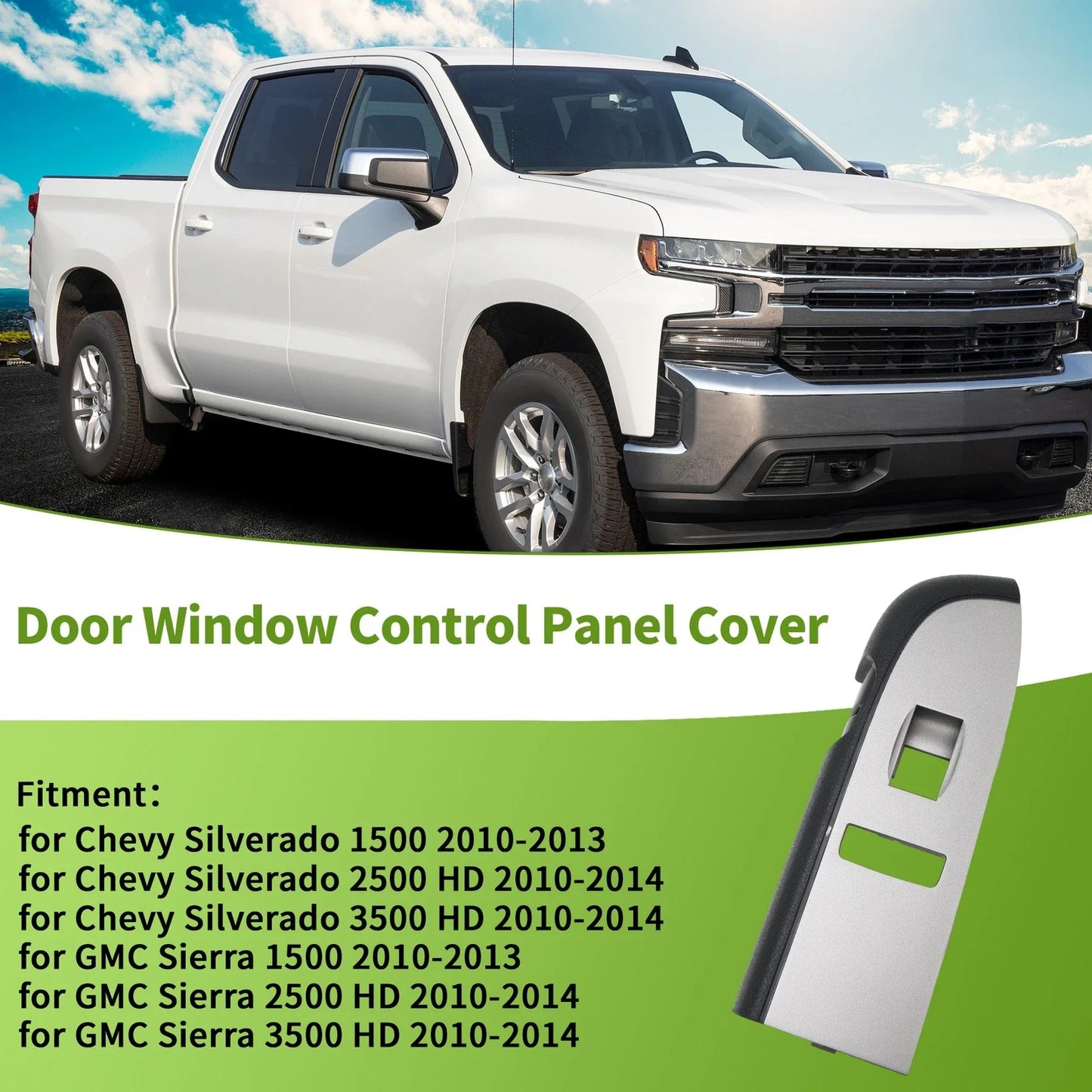 Front Right Side Window Switch Bezel Cover for Chevy Silverado 1500 (2007-2013)