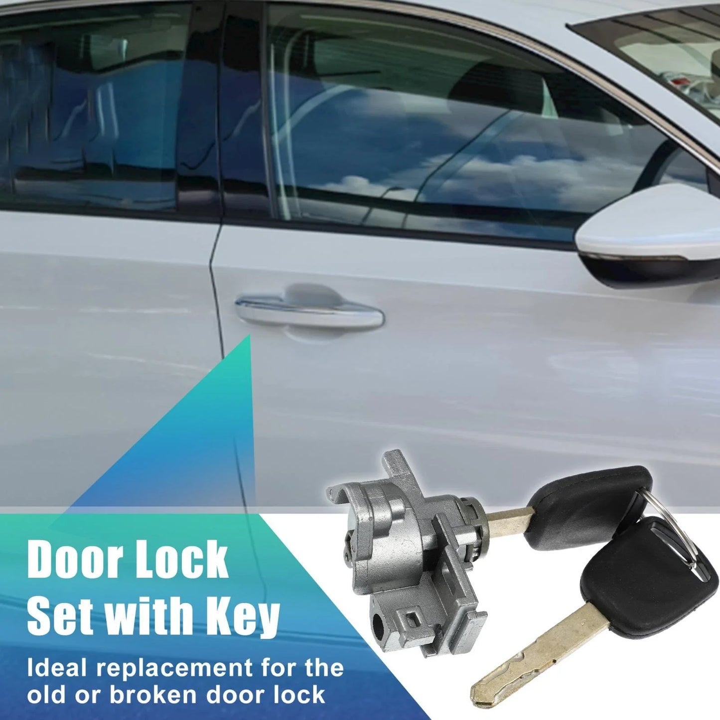 Front Left Door Lock Cylinder with 2 Keys for Honda Accord (2008-2013)