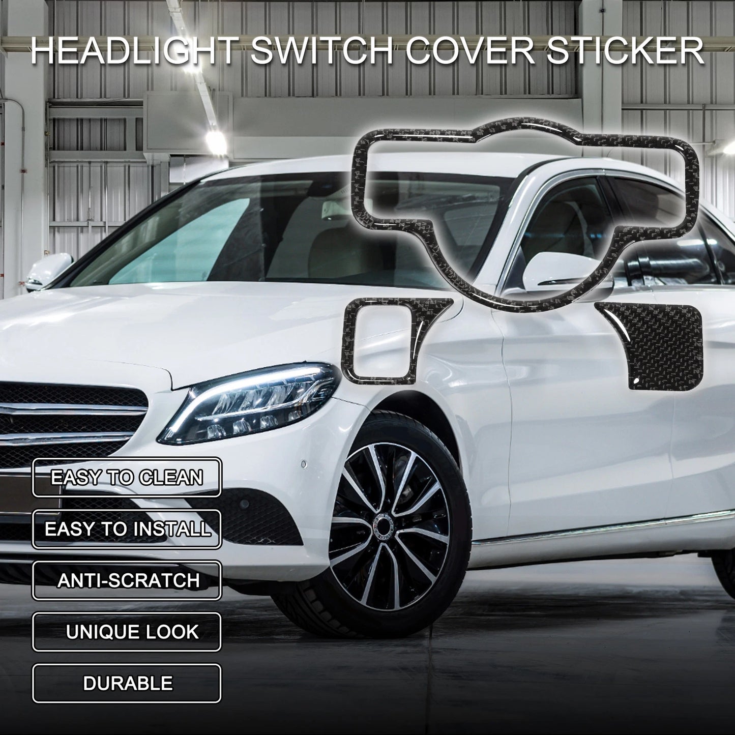 Headlight Switch Cover Sticker for Mercedes-Benz A B C E G Class CLA (Type-A)
