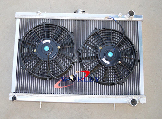 Aluminum Radiator +  10" Fans for Nissan Skyline S13 R32 (1989-1994)