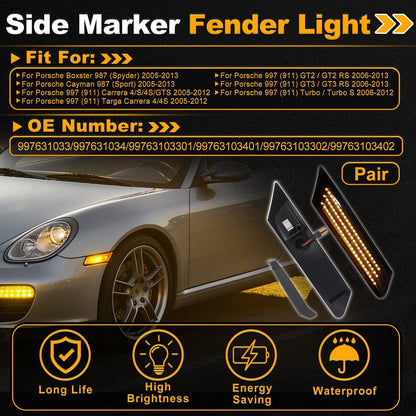 Side Marker Fender Light 997631033 for Porsche Boxster 987 (2005–2013) 1 Pair
