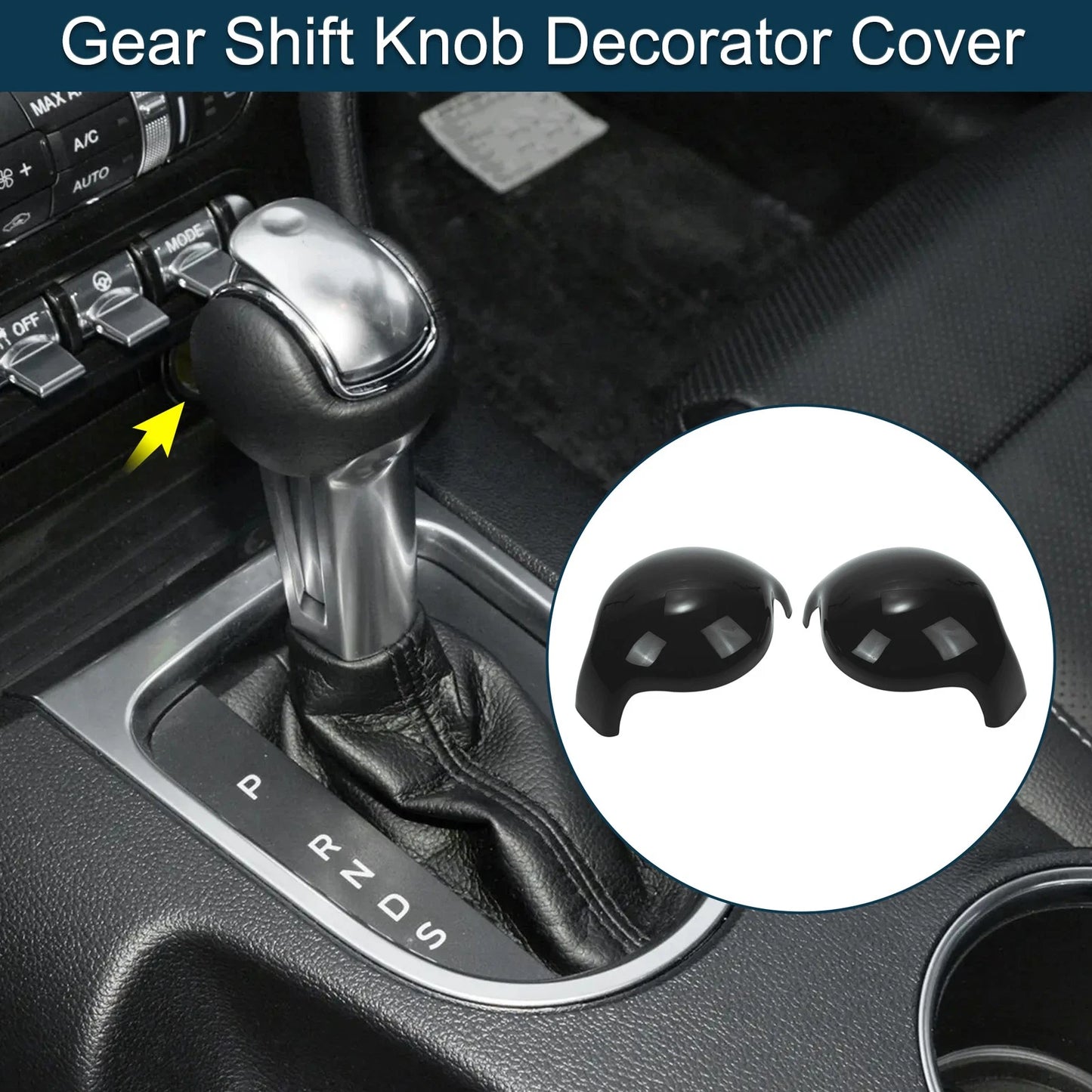 Set of 1 Gear Shift Knob Decorator Cover for Ford Mustang (2015–2023) Black
