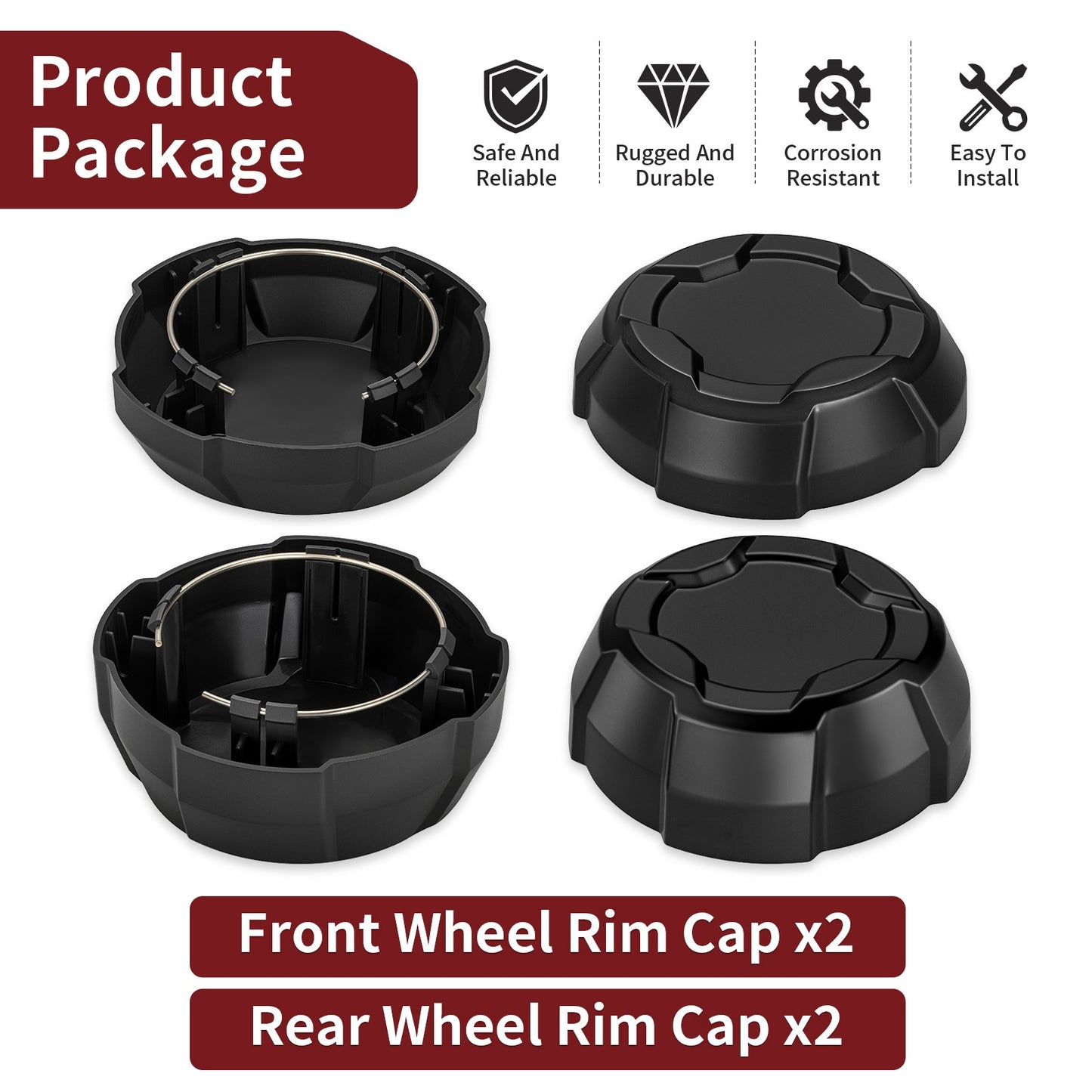 Set of 4 Wheel Rim Caps for Polaris Ranger 570 Crew (2015–2021)