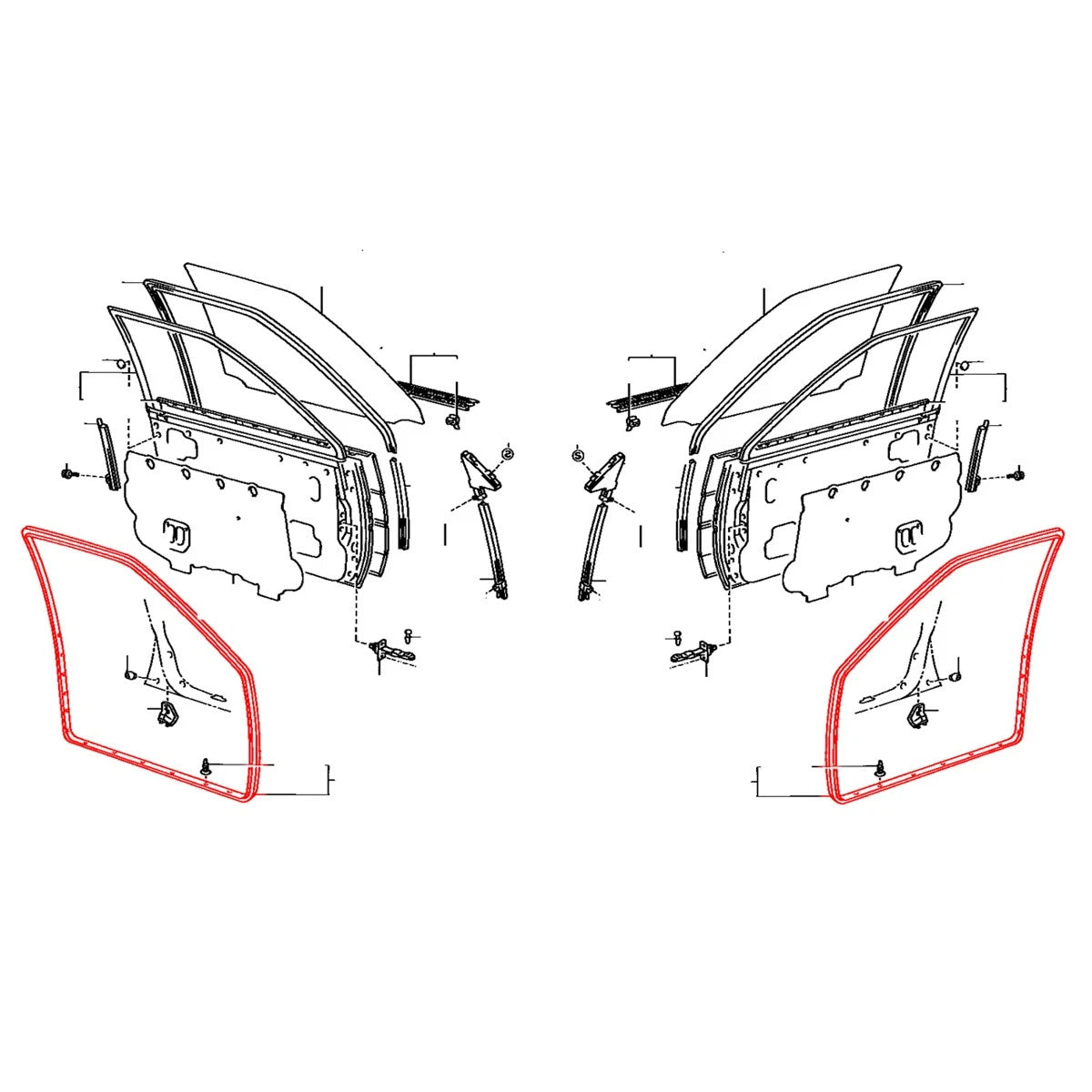 Front Door Weatherstrip Pair for Toyota Corolla 4-Door (1983–1987)