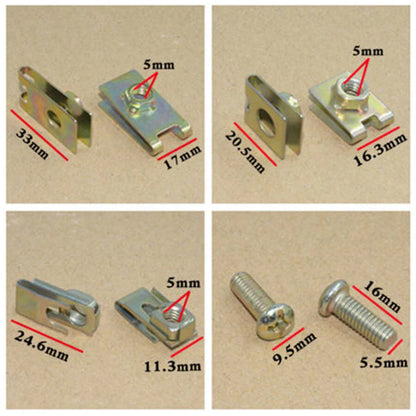 100pc U Type Metal Clips for Car Body Panel Bumper Fender Fasteners