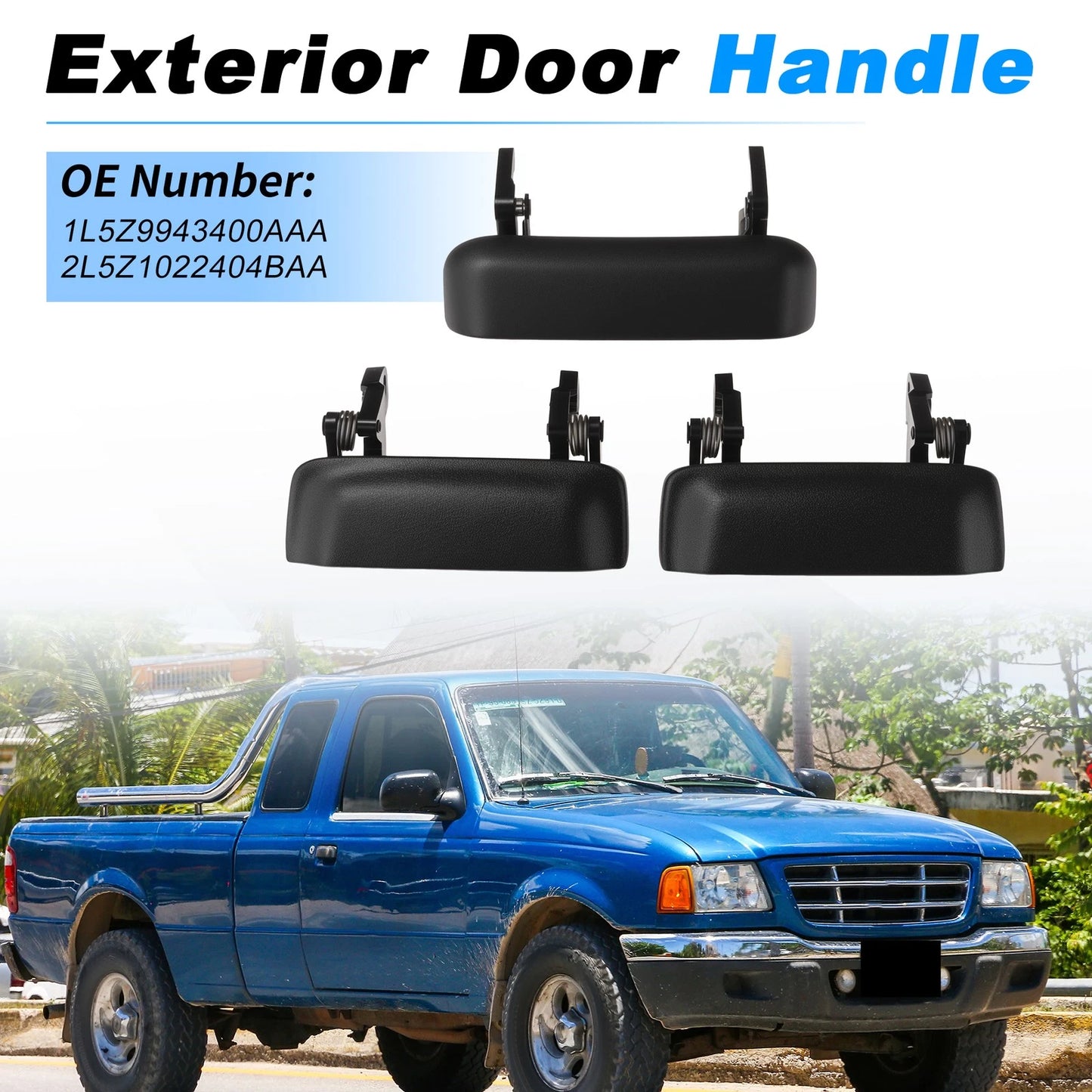 Set of 1 Exterior Door Handle No. 1L5Z9943400AAA for Ford Ranger (2001–2011) Black