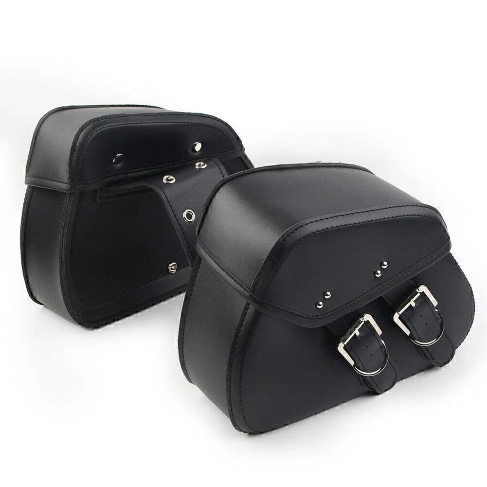 Black PU Leather Saddle Bags for Harley Sportster Dyna (2004-2023)