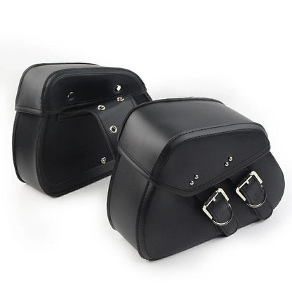 Black PU Leather Saddle Bags for Harley Sportster Dyna (2004-2023)