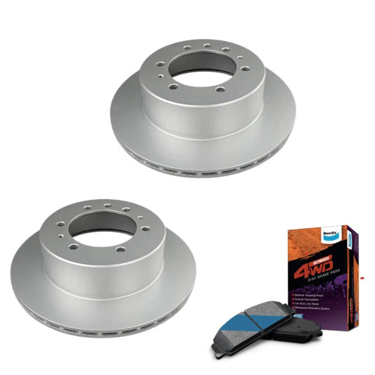Set of 4 Bendix Rear Brake Pads and Rotors for Toyota LandCruiser (2003–2021)
