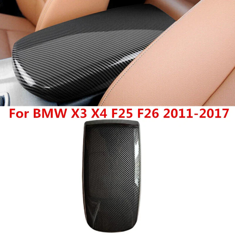 Carbon Fiber Center Console Armrest Box Cover Trim for BMW X3 X4 (2011–2017)