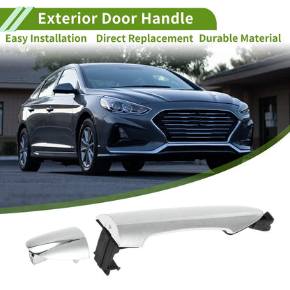 Exterior Door Handle for Hyundai Kia Picanto 2011-2016 Silver Tone Rear Right