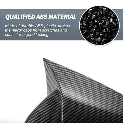 Pair Rearview Mirror Cover Overlay Black Carbon Fiber for Volkswagen Polo (2019–2023)