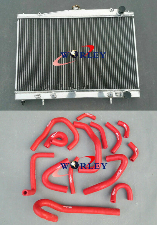 Aluminum Radiator & Silicone Hose Set for Nissan Skyline R33 R34 (1999–2000)