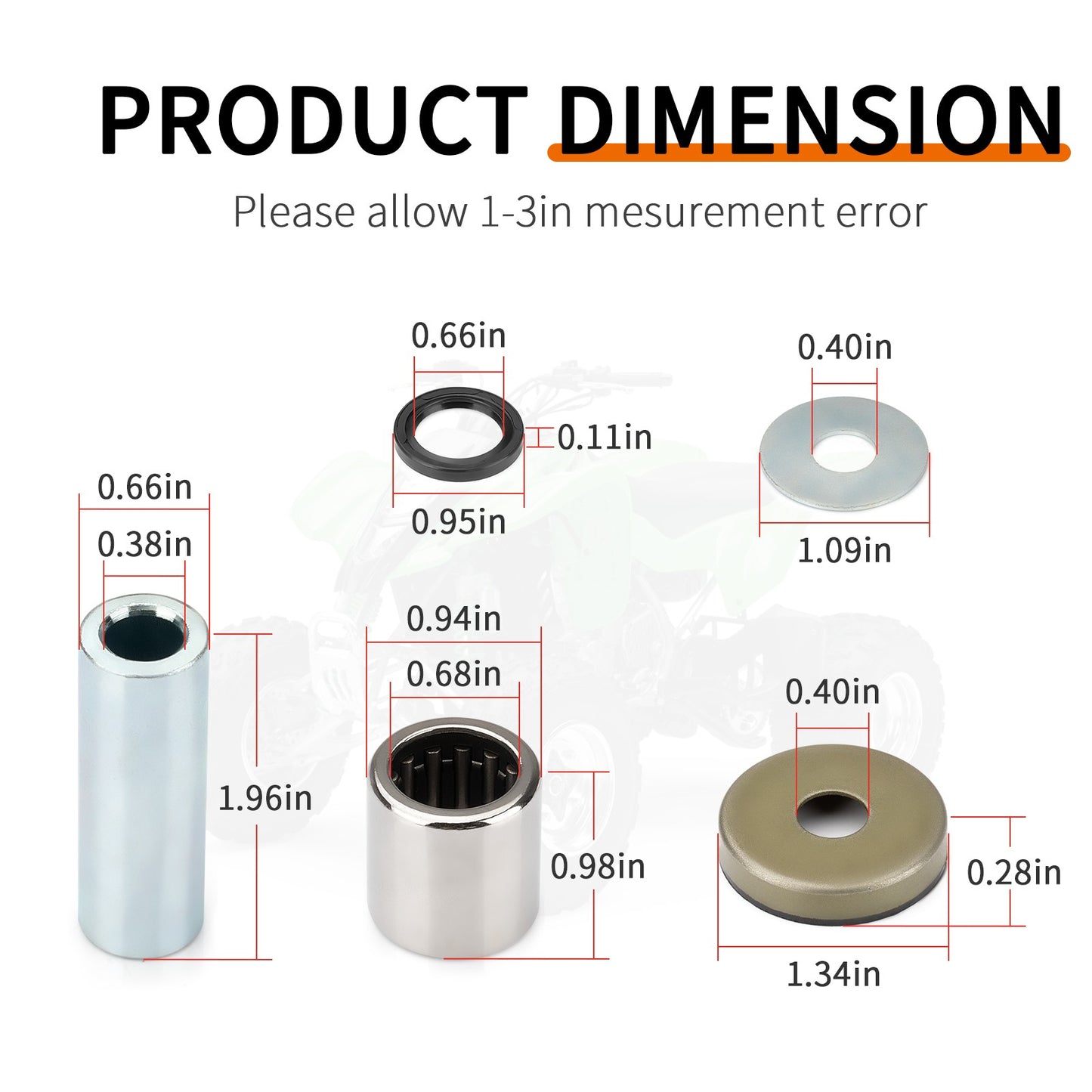 Front Lower A-Arm Bushing Shaft & Seal Kit for Arctic Cat 400 DVX (2004–2008)