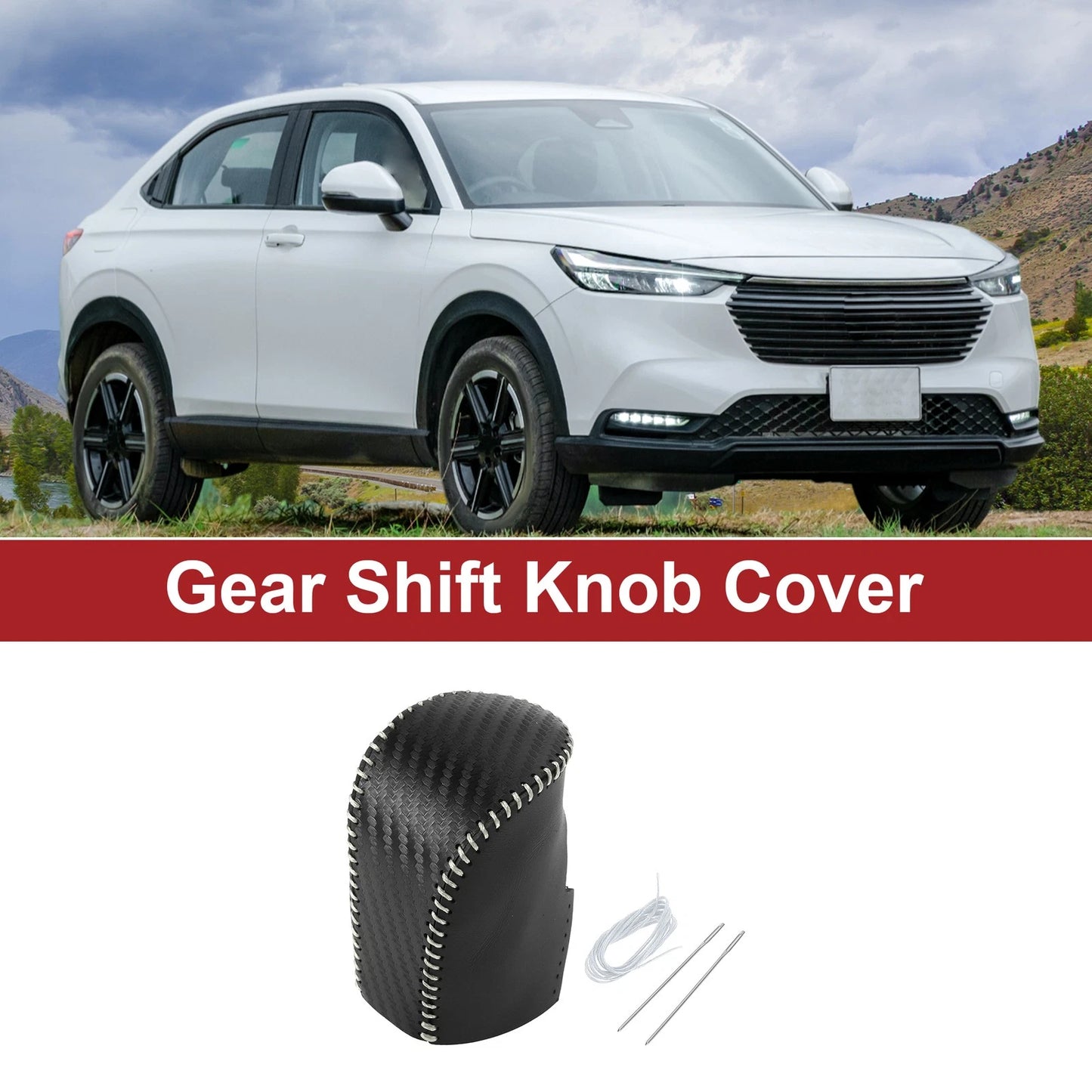 Gear Shift Knob Cover for Honda HR-V (2023–2024) Black Carbon Fiber