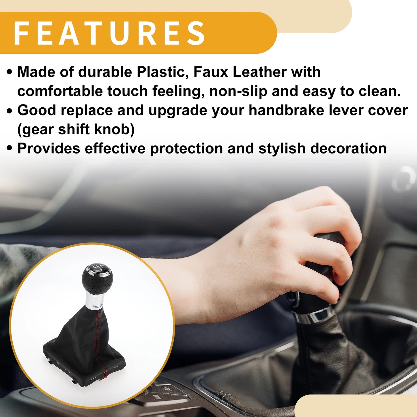 5 Speed Gear Shift Knob with Cover for Audi A3 (2008–2013) Plastic Leather
