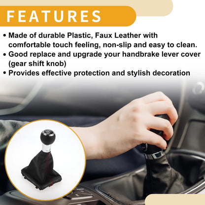5 Speed Gear Shift Knob with Cover for Audi A3 (2008–2013) Plastic Leather