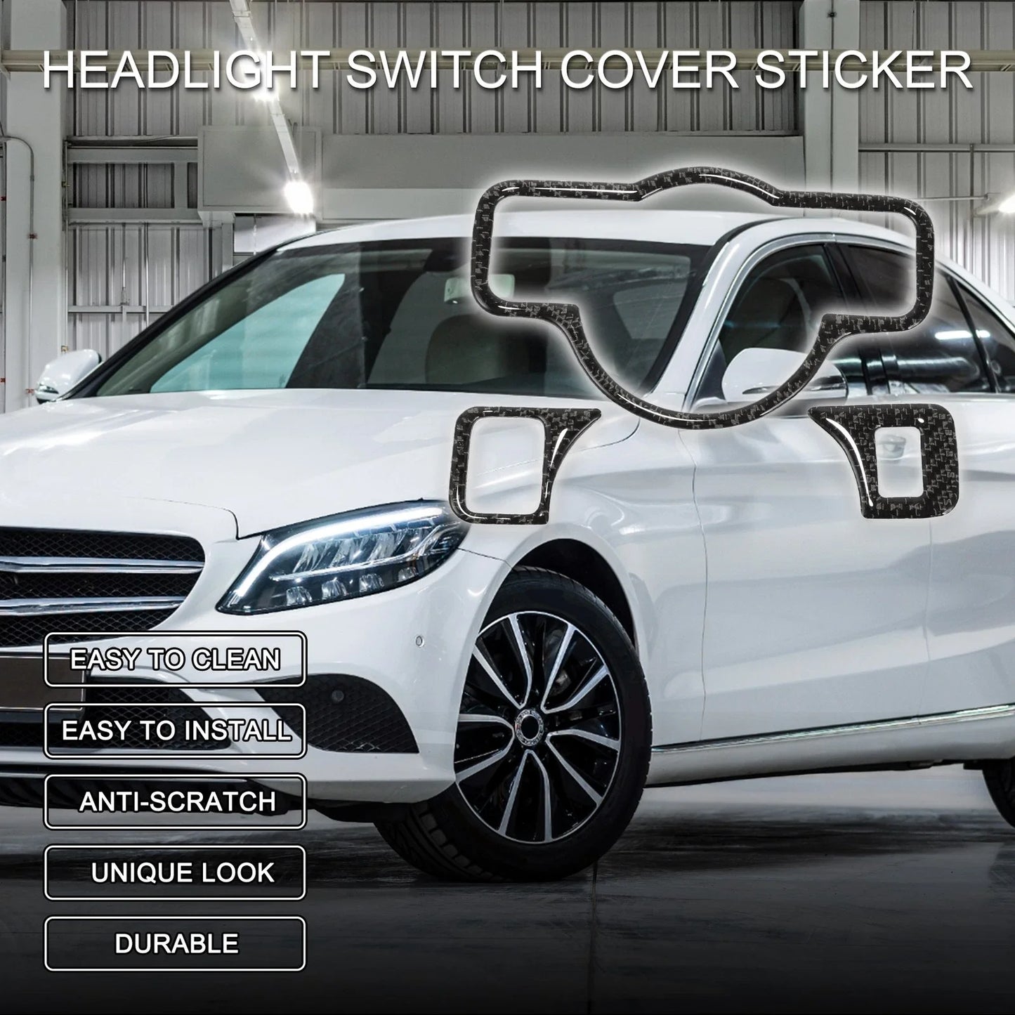 Headlight Switch Cover Sticker for Mercedes-Benz A B C E G Class CLA (2013-2023)
