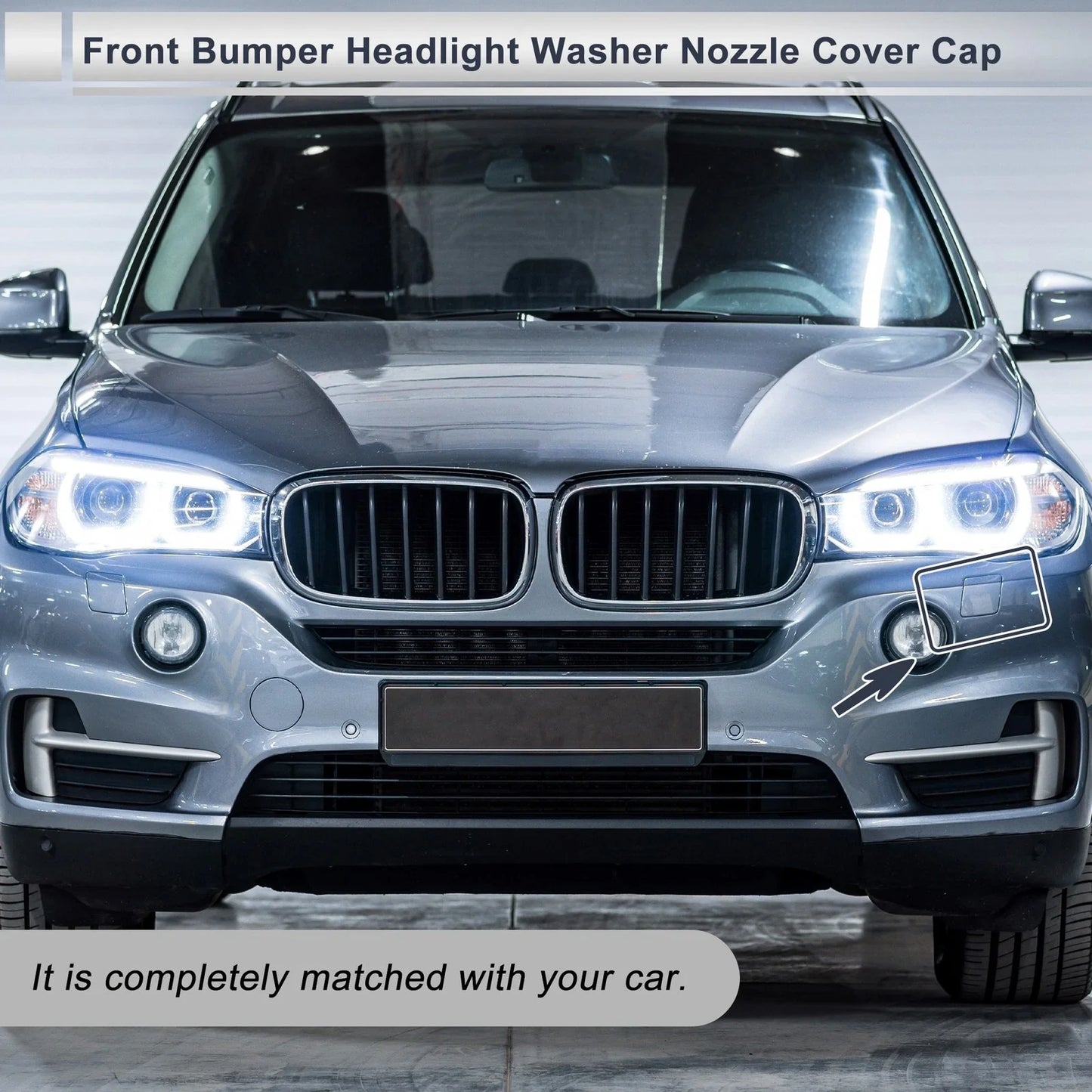 Front Left Bumper Headlight Washer Nozzle Cover for BMW X5 (2013 - 2018) White
