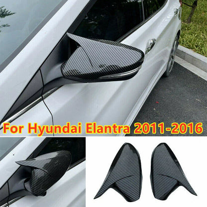 2 x Ox Horn Rear View Mirror Cover Cap for Hyundai Elantra (2011–2016)