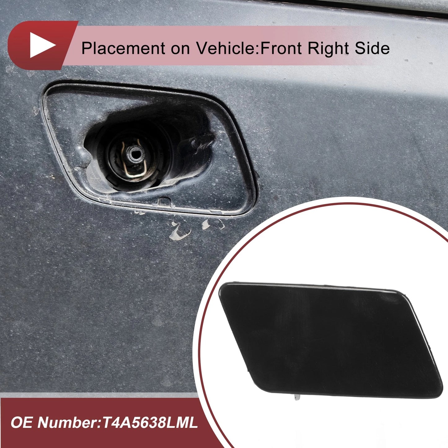 Front Right Washer Nozzle Cover Cap for Jaguar F-Pace (2017–2020) Black
