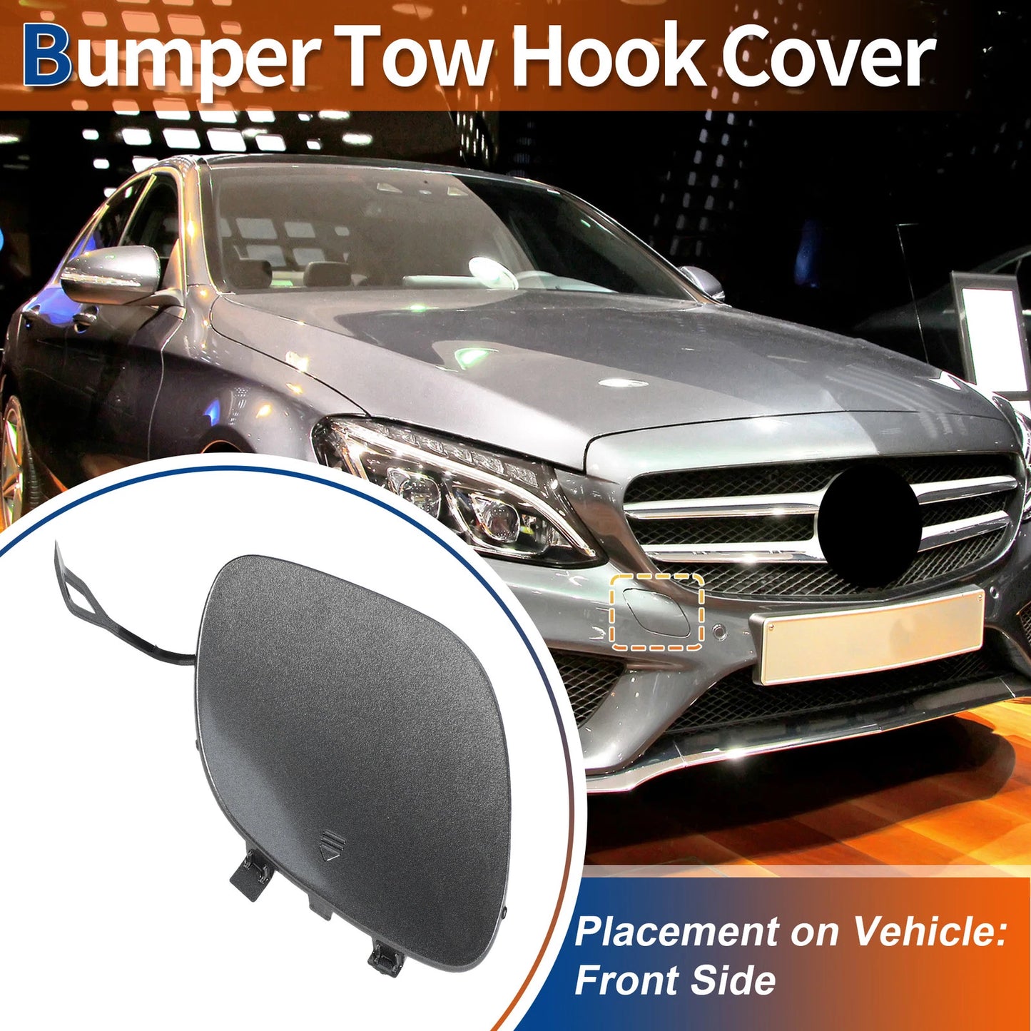 Tow Hook Cover for Mercedes-Benz C300 (2015–2018) No.A2058850024 Grey