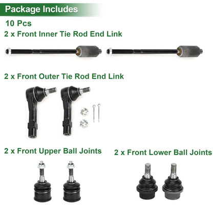 8pcs Front Suspension Kit Inner Outer Tie Rod End Ball Joint for Ford Explorer (2011–2021)