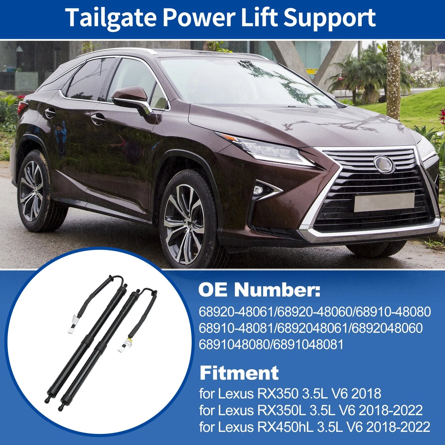 Set of 2 Rear Tailgate Power Lift Supports for Lexus RX350L (2018–2022) 68920-48061
