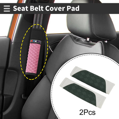 Set of 2 Green Faux Leather Seat Belt Cover Pads 22.5cm for Universal Fit