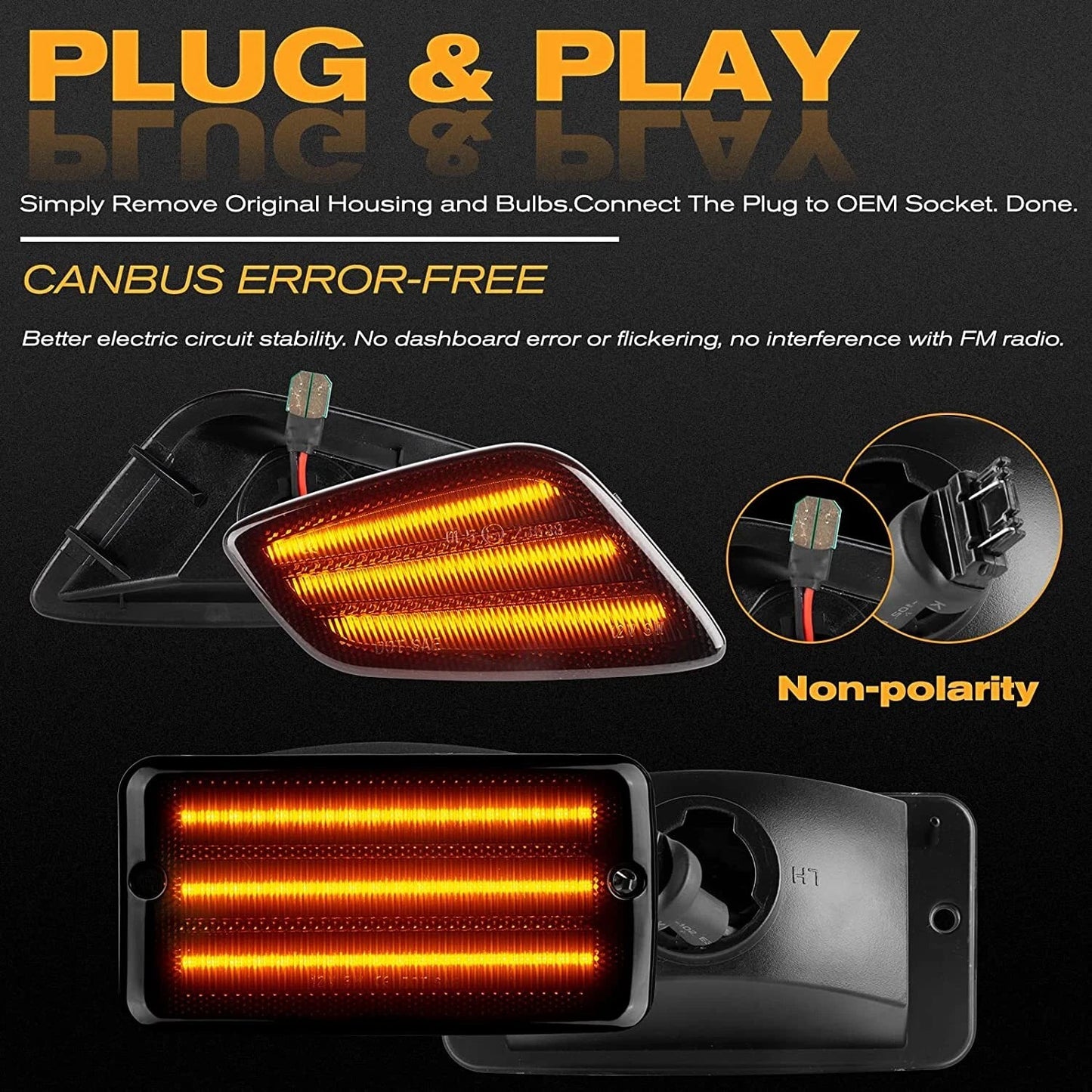 Dynamic LED Front Side Marker Bumper Light for Jeep Wrangler TJ (1997–2006)