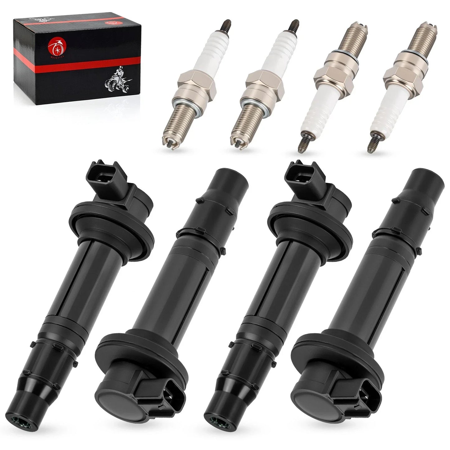 4Pcs Ignition Coils & Spark Plugs for Yamaha YZF R6 (1999–2002)