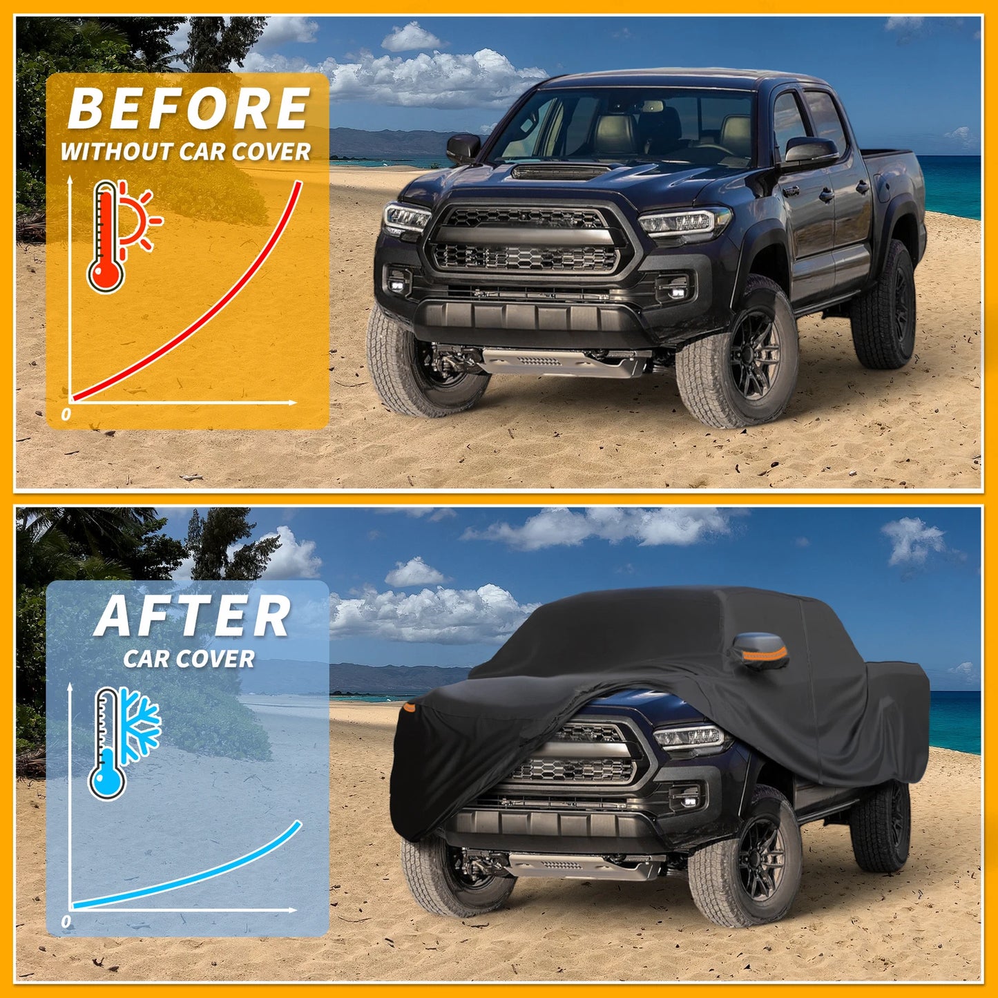 Waterproof Car Cover for Toyota Tacoma (190T-PU, Black)