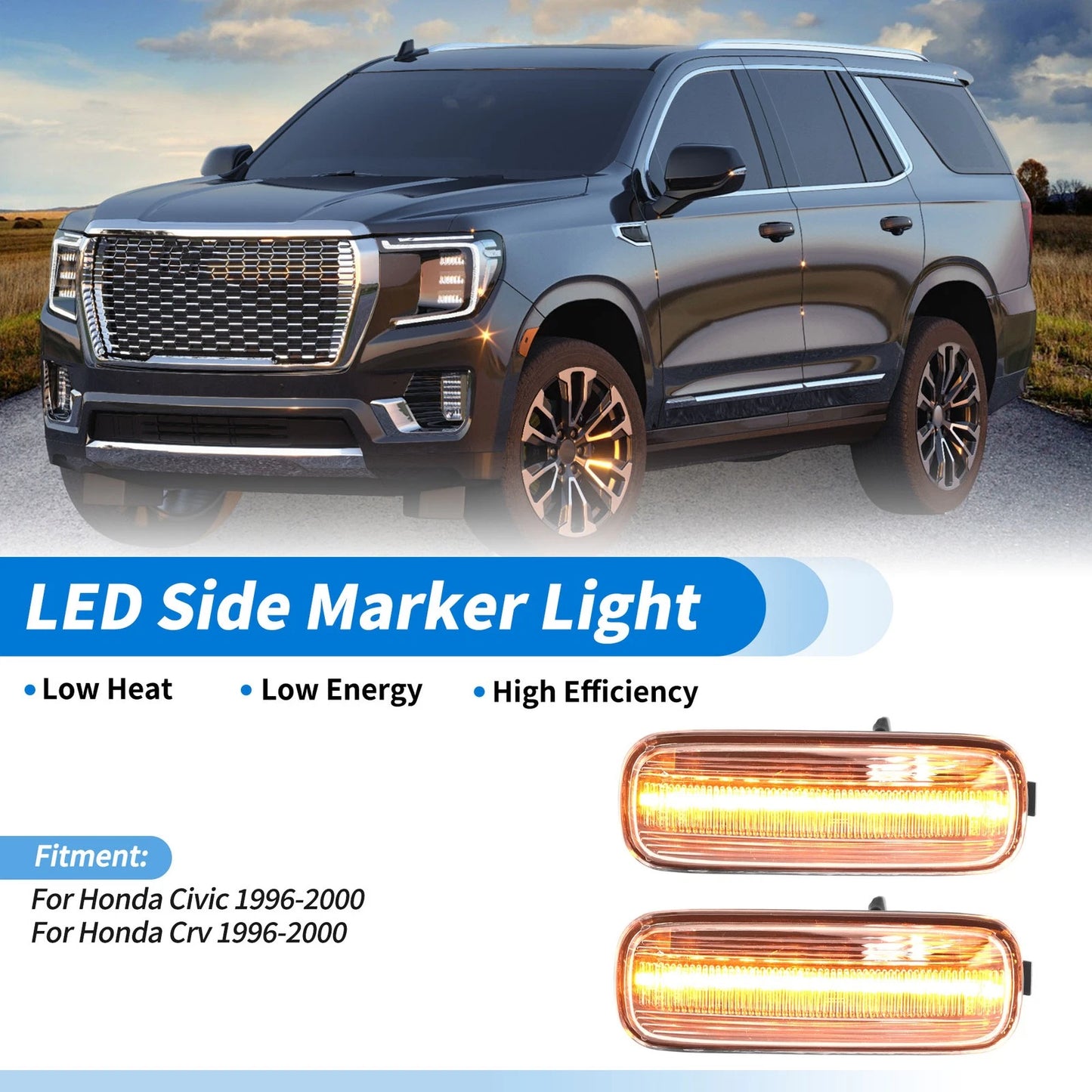 2X LED Side Fender Marker Light for Honda Civic (1996–2000) Turn Signal