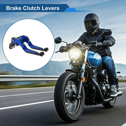 Adjustable Short Long Brake Clutch Lever for Kawasaki ER-5 (2004–2005) Blue Black