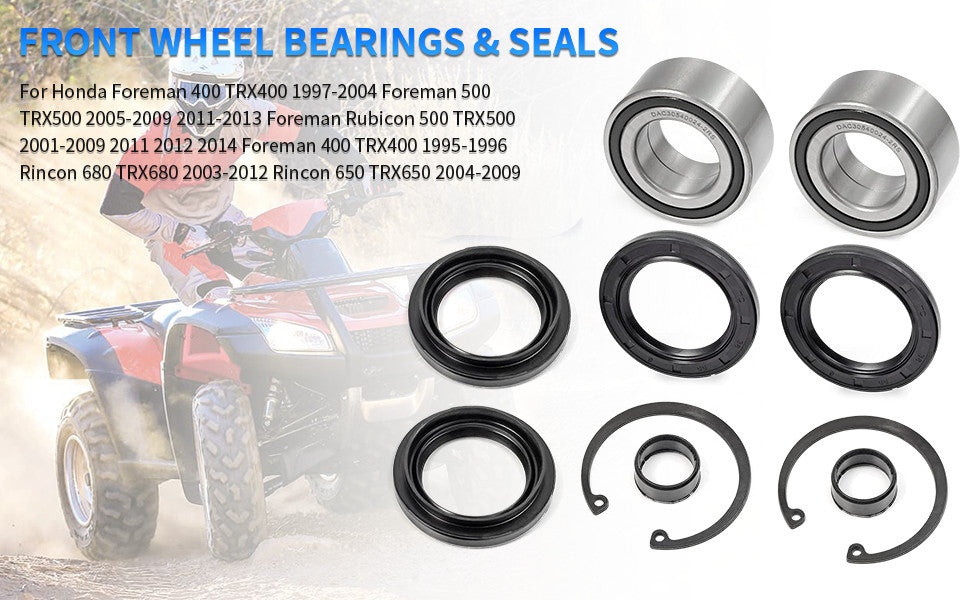 Front Wheel Bearings Seals Kit for Honda Foreman Rubicon 500 (2001–2023)