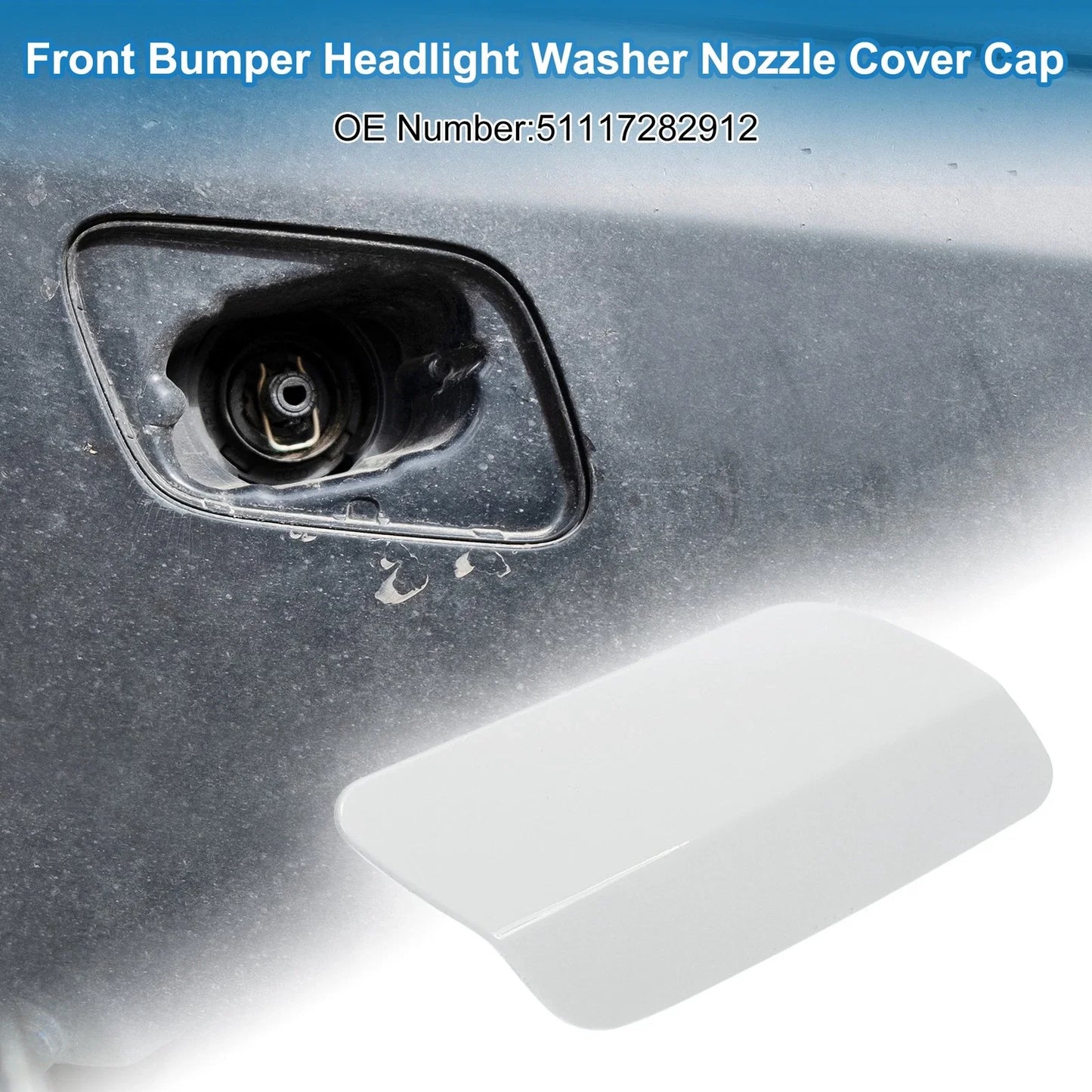 Front Right Side Bumper Headlight Washer Nozzle Cover Cap for BMW 640i White