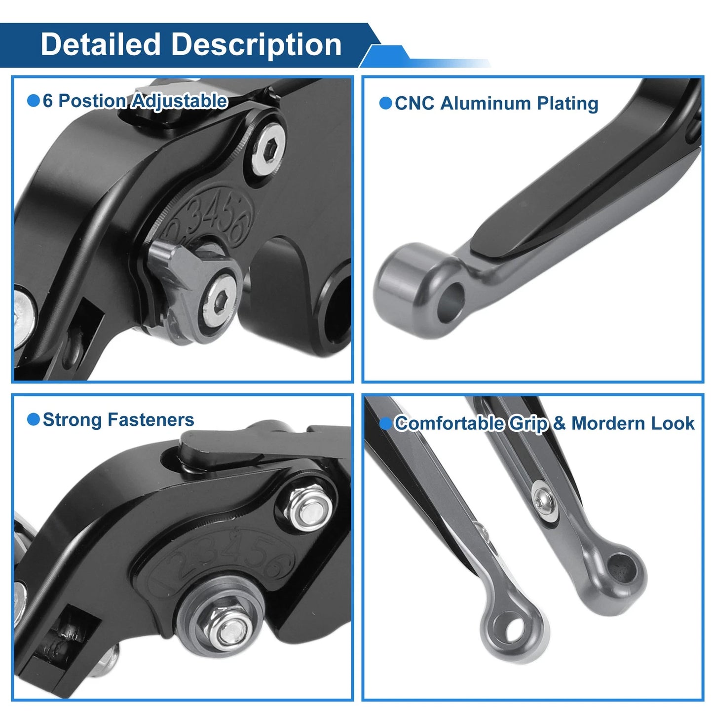 Adjustable Brake Clutch Lever for Yamaha YZF R1 (2002–2023) - Black Titanium