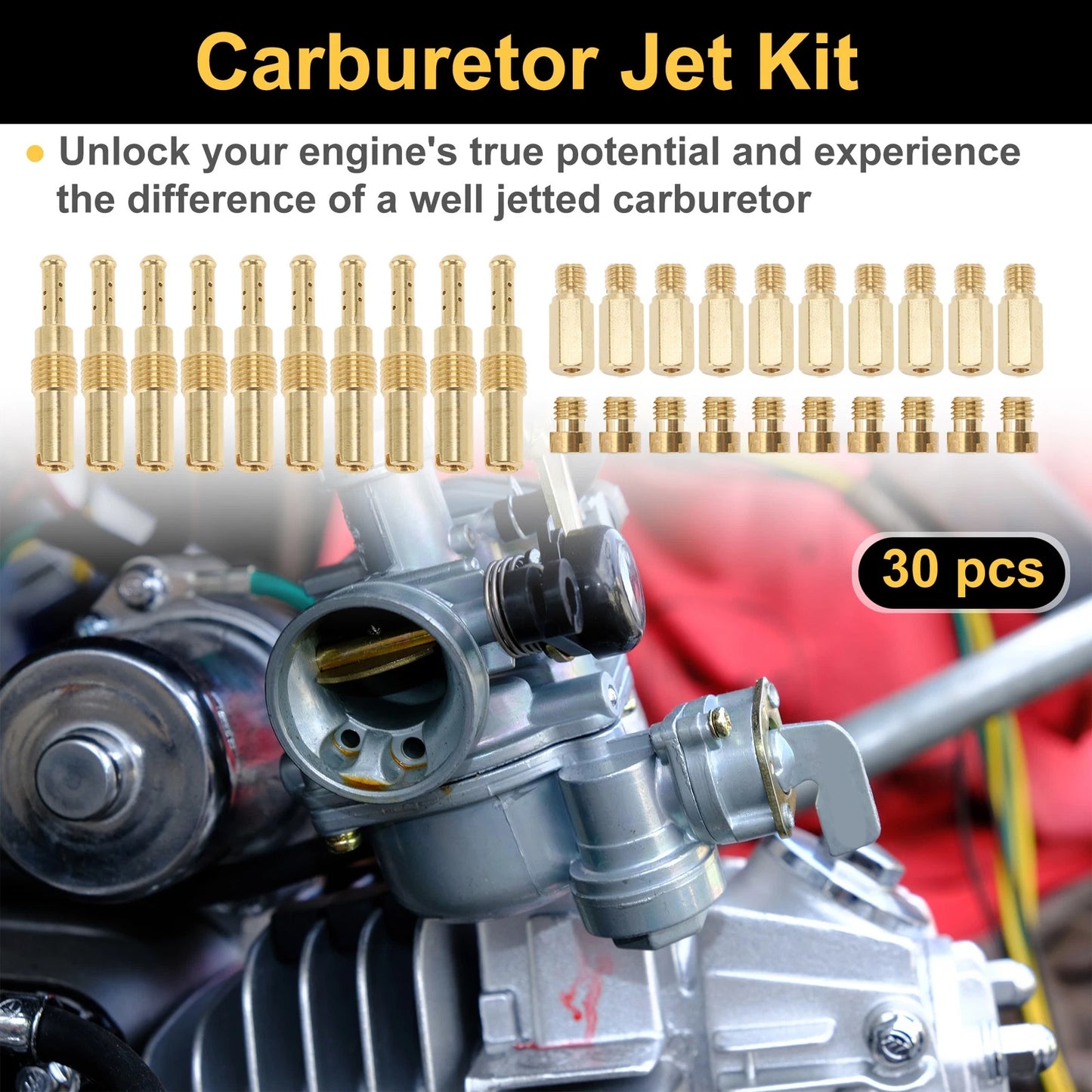 30 Pcs Carburetor Jet Nozzles Kit for Universal Applications