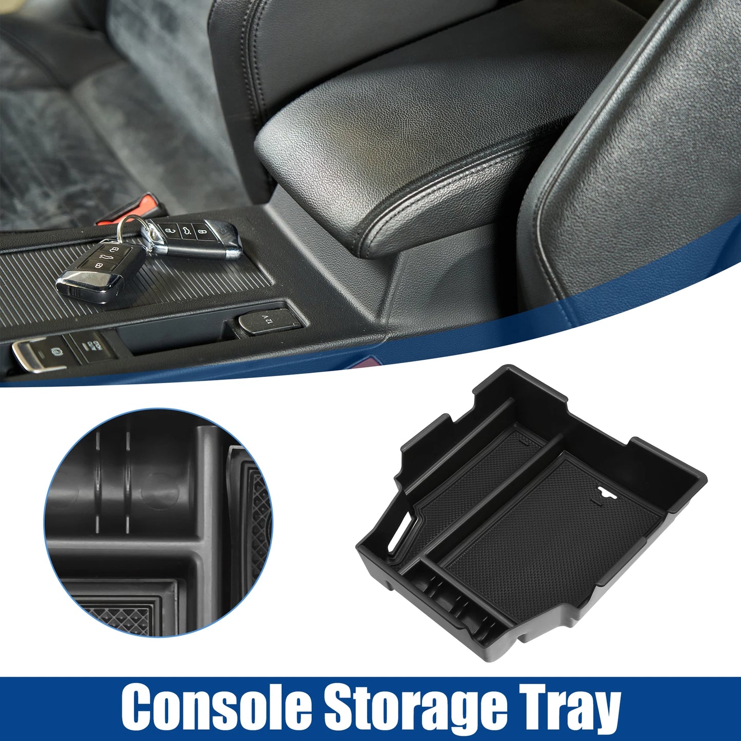 Front Center Console Organizer Tray for Chevy Traverse (2018–2023) - ABS Rubber Black