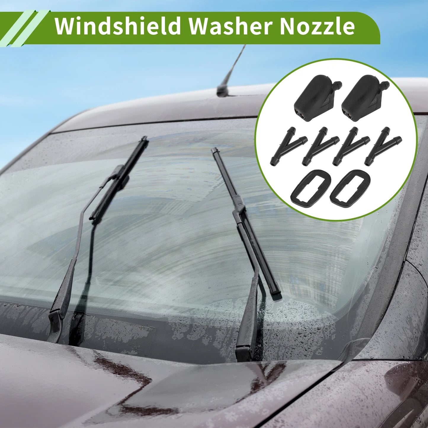 Windshield Washer Nozzle Set with Hose Connector for Mini (No. 61667146377)