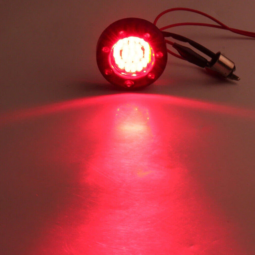 Red LED Turn Signal Lights with Gloss Black Trim Ring for Harley Sportster
