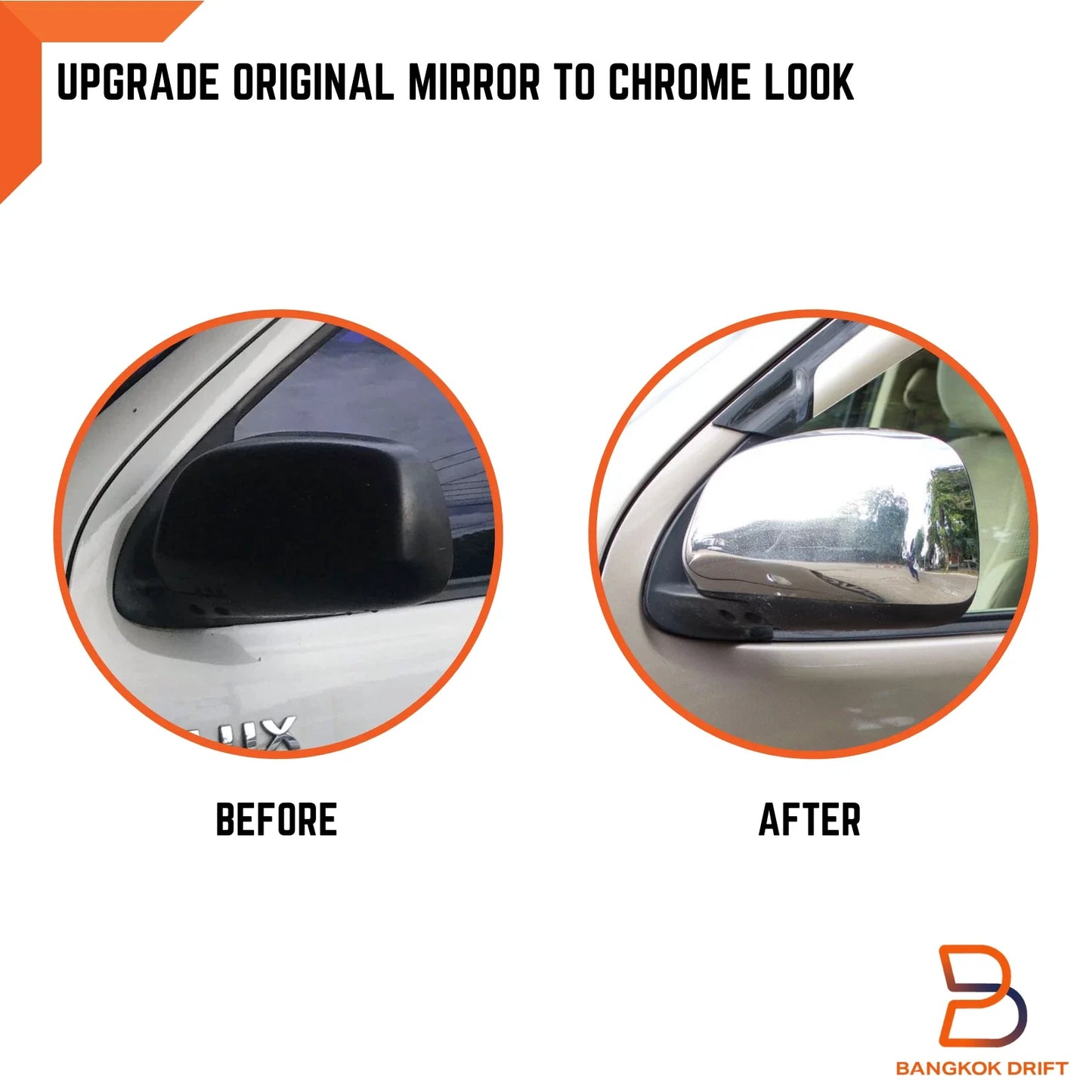 Chrome Side Mirror Cover Trim for Toyota Hilux Ute Vigo SR5 (2005-2014)