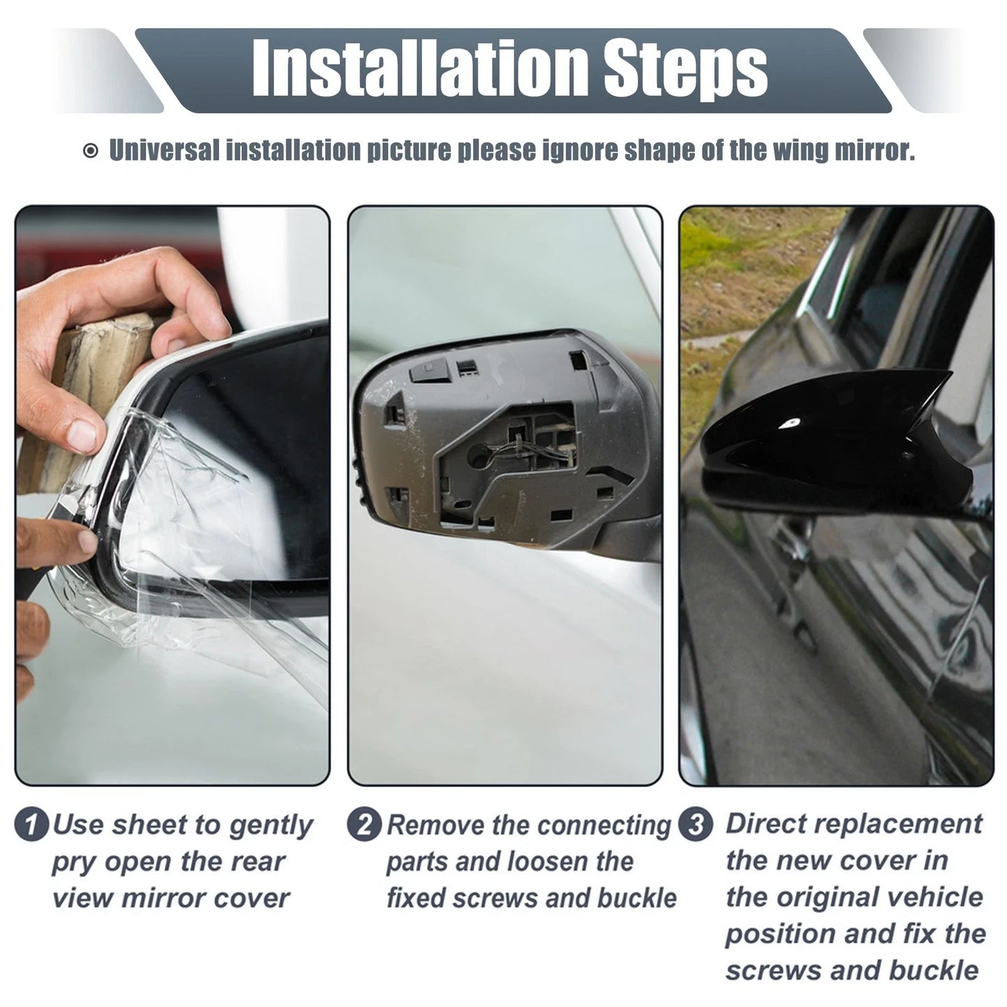 White Left Side Car Mirror Cover Caps for Honda Civic (2016-2021)