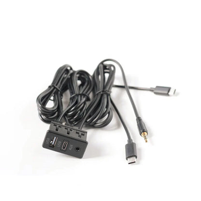 USB Type-C AUX RCA Audio Input Socket Panel Extension Cable Adapter Black