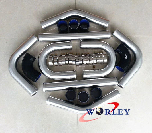 2 Inch Universal Intercooler Turbo Aluminum Piping & Black Silicone Hose
