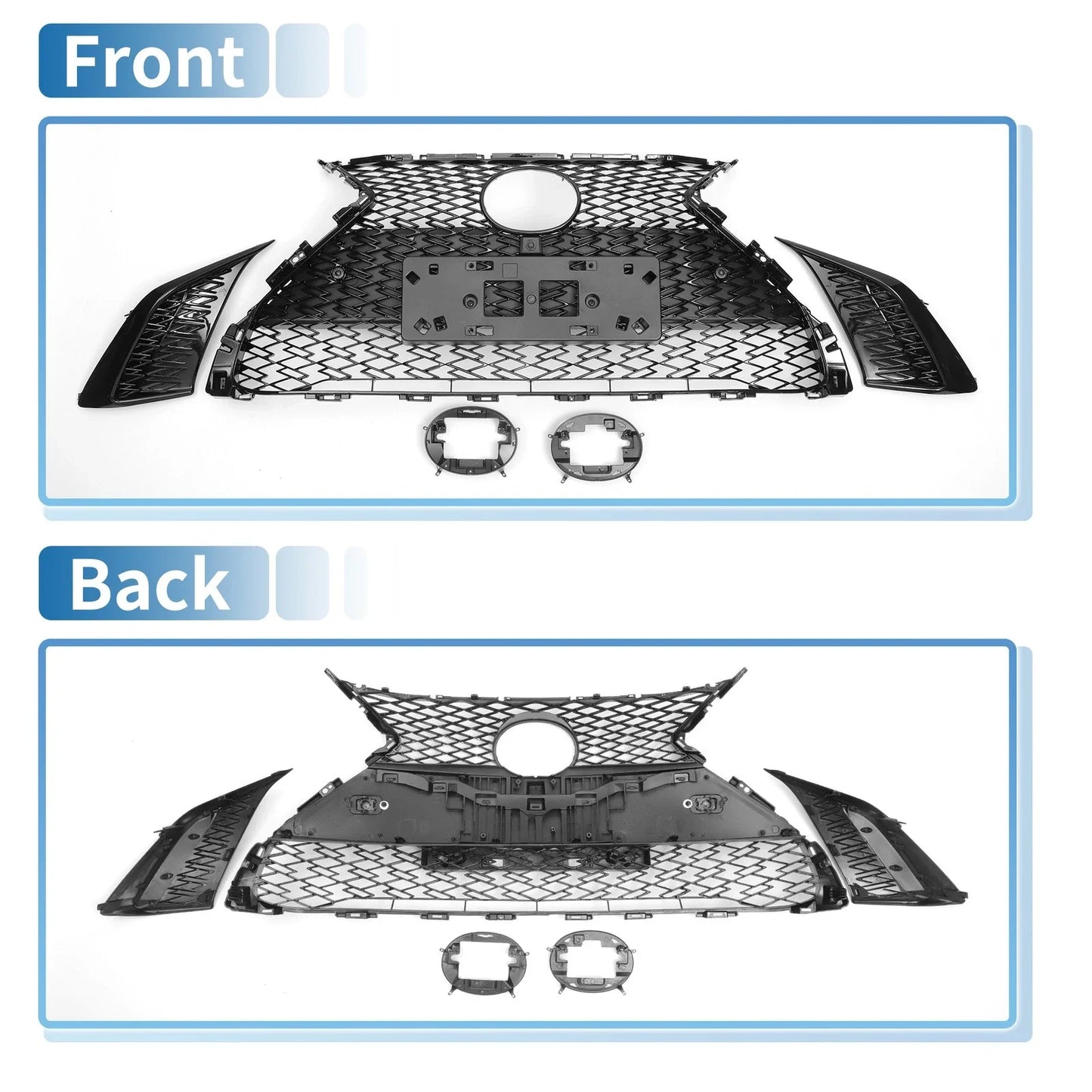 Front Hood Bumper Grille for Lexus ES350 2019-2021 Black Facelift F-Sport