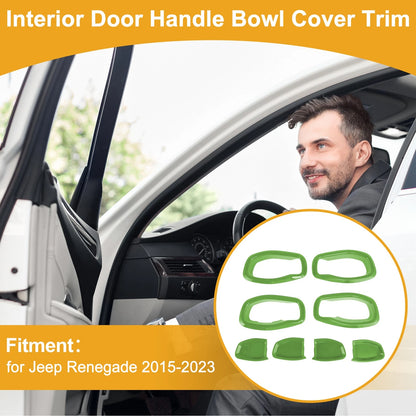 Set of 4 Interior Door Handle Bowl Cover Trim for Jeep Renegade (2015–2023) Green ABS